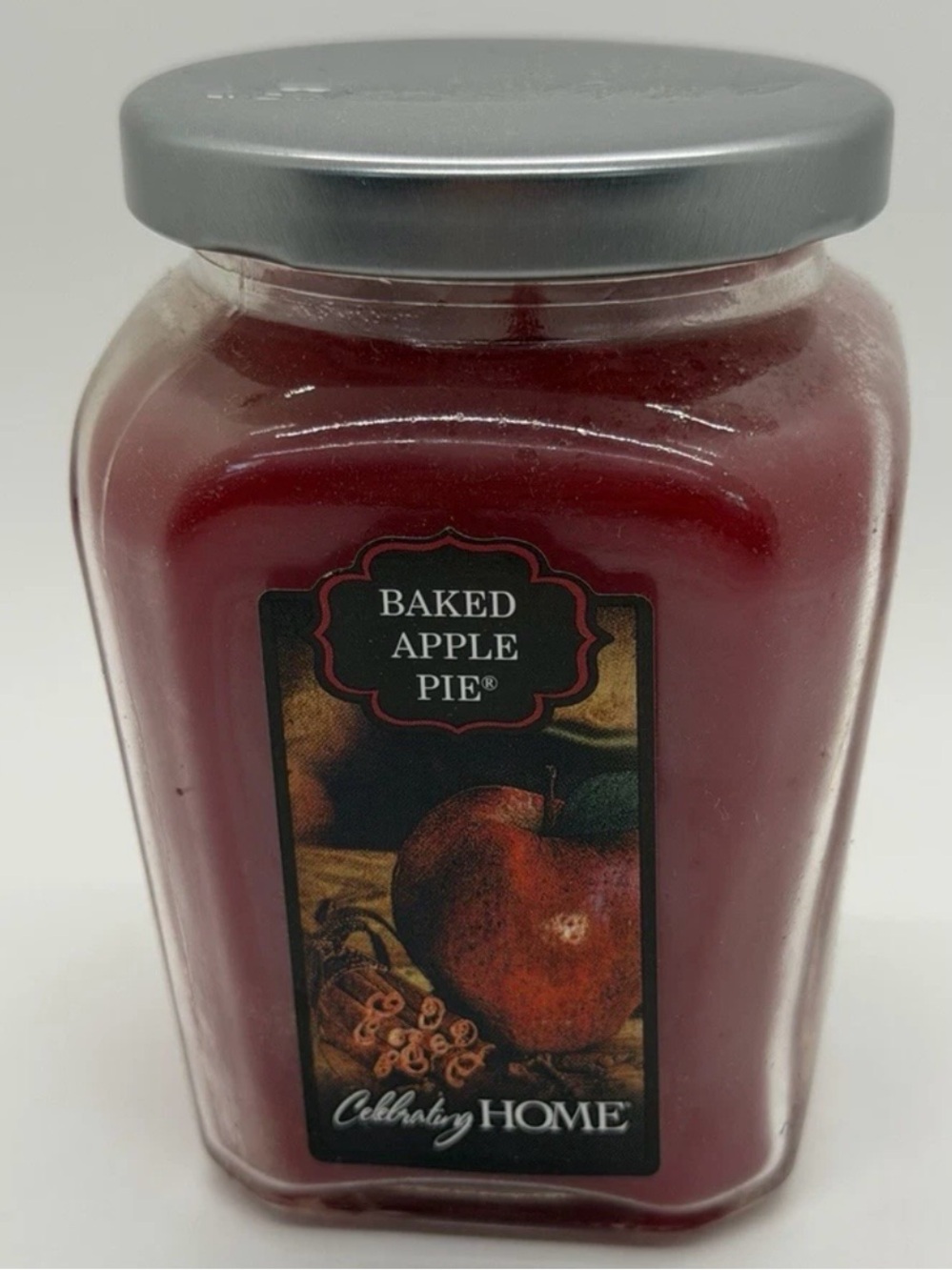 Celebrating HOME Bake Apple Pie Small Red Candle Jar NEW DISCONTINUED!!